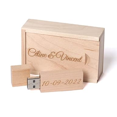 Cadeau Personnalisé Clé USB 2.0 Gravée Personnalisée, Clé USB en Bois Gravée Cadeau Personnalisé Pour Mariage, Anniversaire, Remise Des Diplômes, Anniversaire