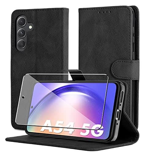 Byvuwiay Coque pour Samsung Galaxy A54 5G, Modèle PU Cuir à Rabat Flip, Anti-Choc, Magnétique à Clapet, Support Slot de Carte Housse de Protection pour Samsung Galaxy A54 5G-Noir