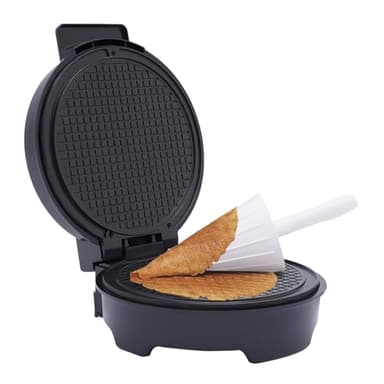 RjcdOPL Gaufrier à Cornets de Glace 1200W, Machine à Cônes de Glace avec Revêtement Antiadhésif, Température Réglable 150 à 200℃, Plaque de Cuisson 20cm Ø