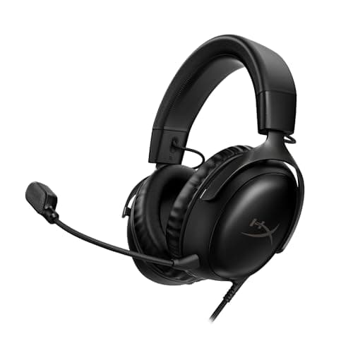 HyperX Cloud III – Casque de Gaming filaire, PC, PS5, Xbox Series X|S, DTS, Mousse à mémoire de forme, Microphone au son cristallin de 10 mm, avec suppression du bruit, USB-C, USB-A, 3.5mm – Noir