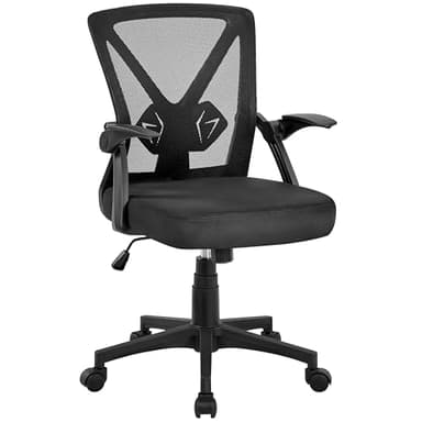 Yaheetech Chaise de Bureau avec Accoudoirs Pliables Fauteuil de Bureau Hauteur Réglable à roulettes Pivotantes Noir