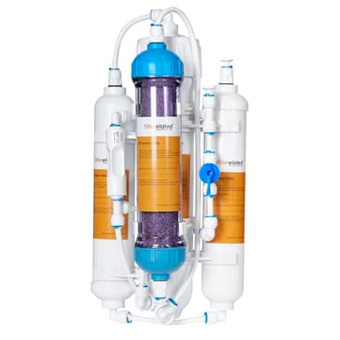 Filterelated 4 étages Reverse Osmosis System Osmoseur Aquarium RO+DI de filtre à eau portable osmose inverse pour aquarium avec vanne de rinçage,Filtre DI à couleur changeante,100GPD (4 étages 100GPD)
