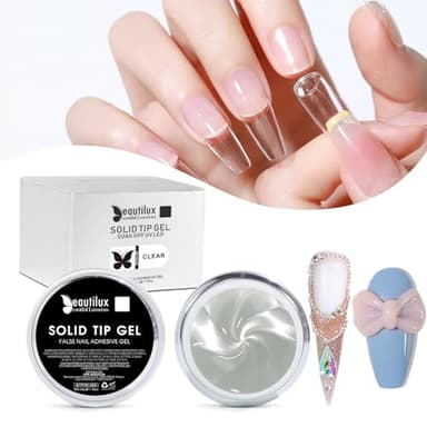 Beautilux Gel 3D Nail Art, 50g Solide Gel de Colle à Ongles pour Faux Ongles, Nails Charms DIY, Rhinestone Glue