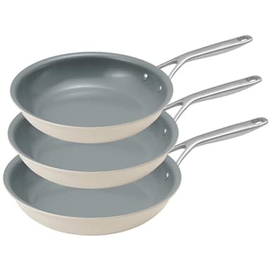 BLAZANT Lot de poêles à induction - 20 + 24 + 28 cm - Poêle en céramique à induction - Pour tous les types de plaques de cuisson - Poêle revêtue sans PTFE ni PFOA - Avec poignée en acier