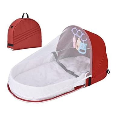 Couffin de voyage amélioré – Couffin pliable portable avec moustiquaire et auvent, dans le lit pour bébé, lit de bébé portable pour le camping, facile à plier et léger, lavable