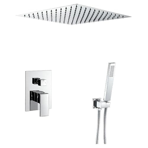 VALAZ Douche Encastrable | Mitigeur Douche 2 voies, Pulvérisateur Effet Pluie | Installation au Plafond Facile et Rapide | Inoxydable, Pulvérisateur 30 cm, Chromé, Série Tajo