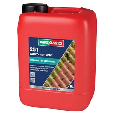 Parexlanko - Nettoyant liquide - 251 Lanko Net Vert - Nettoyant algicide et fongicide - Pour toiture, façade et terrasse - Transparent - 5L