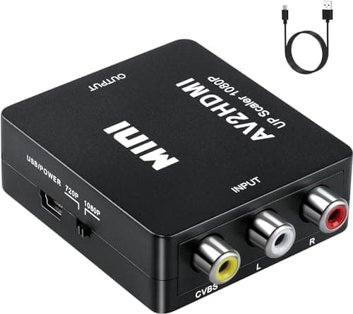 SZJUNXIAO Adaptateur RCA vers HDMI, Mini AV CVBS vers HDMI Vidéo Signal Audio Convertisseurs Adaptateur 1080P 720 Compatible avec Caméra, Xbox 360, PS2, PS3, WII, N64, Gamecube