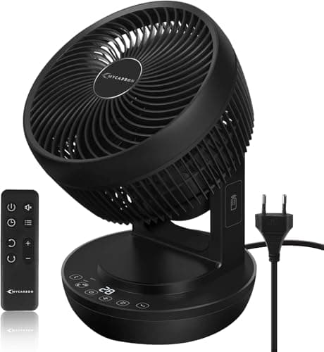 MYCARBON Ventilateur Silencieux avec Télécommande 1800m³/h Turbo Power Minuterie Oscillation Horizontale et Verticale 4 Vitesses Turbo Ventilateur à Circulation d'Air pour Bureau Chambre 30m²