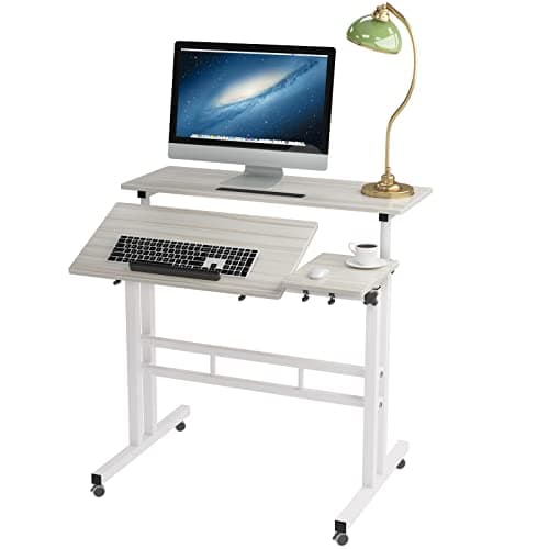 soges Bureau Ordinateur Mobile,Postes de Travail Informatiques, Bureau Régalable Table Assise et Debout avec roulettes, 80 x 60 cm