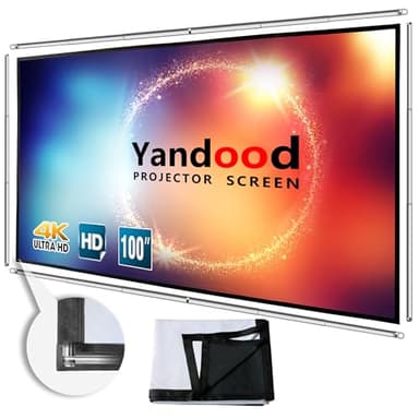 Écran de projecteur Pliable de 100 Pouces avec Cadre à Barres 16: 9 HD 4K écran de Projection portatif en Argent avec Support Noir Anti - pli (100")