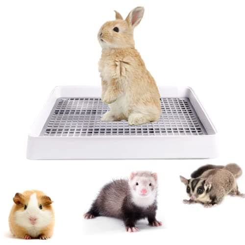 bangminda Boîte à Litière de Lapin Bac à Litière pour Cochon d'Inde avec Grille Corbeille à Litière d'angle pour Lapin Amovible pour Furet Chinchilla Rat Petits Animaux
