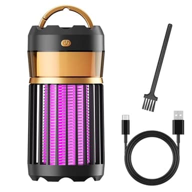 Lampe Anti Moustique Ultrason, Tue Mouche Electrique 2000V, Appareil Anti Moustique Batterie et Rechargeable USB Camping/Interieur pour Anti Moustique, Anti Mouche, Anti Insectes (Nero)