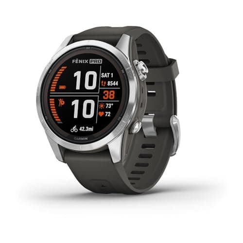 Garmin fēnix 7S Pro, Solar - Montre GPS Multisports connectée – Silver avec Bracelet Gris – Boîtier 42 mm