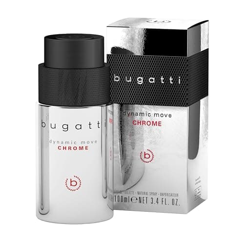 Bugatti dynamic move CHROME Parfum homme 100 ml I Eau de toilette pour tous les âges avec un parfum épicé et boisé I Parfum avec cannelle, musc, ambre et patchouli I urbain, élégant, exotique