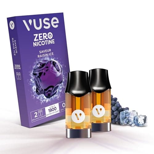 Capsules VUSE Pro, Raisin Ice Lot de 2, jusqu'à 950 bouffées* par capsule, compatibles avec les cigarettes électronique VUSE Pro et ePod 2, sans nicotine, 1,9 ml d’e-liquide par capsule.