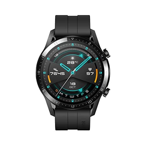 HUAWEI Watch GT 2(46mm) Montre Connectée, Autonomie de 2 Semaine, GPS Intégré, 15 Modes de Sport, Suivi du Rythme Cardiaque en Temps Réel, Appels Bluetooth, Sport Noir