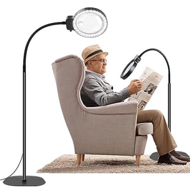 NZQXJXZ 2 en 1 Loupe de Lecture avec Lumière et Support, Lampe Loupe 5X et 10X avec 36 LED de Luminosité Réglable, Lampe Loupe à Col de Cygne Flexible pour le Travail de près,l'artisanat et la Lecture