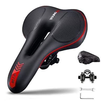YOUNGDO Selle Velo VTT Confortable, Imperméable avec 1 Housse de Pluie, Selle Vélo pour Trekking Vélo Pliant etc