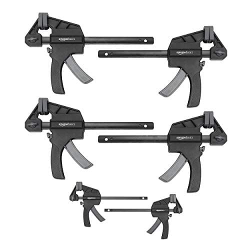 Amazon Basics Serre-joints une main Lot de 6 - 2 pièces 10,16 cm, 4 pièces 15,24 cm, Noir/ Gris