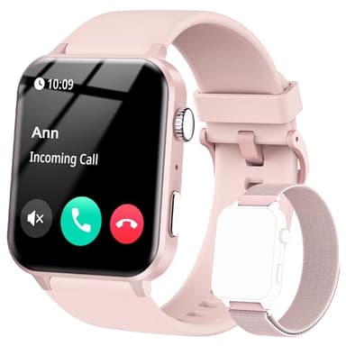IOWODO Montre Connectée Femme Homme, Montre Appel, Appels Numérotation, 100 Modes de Sport, Écran 1.85 Pouce, Assistant Vocal, Bluetooth 5.0, pour Android/iOS （Rose）