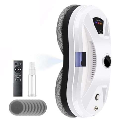 ﻿ Robot Nettoyeur Vitre, 5600 Pa D'aspiration,Robot Laveur de Vitre Automatique, Système de Sécurité, Navigation Intelligente, Télécommandé, pour Toutes Les Surfaces Lisses, avec 10 Chiffons (B)