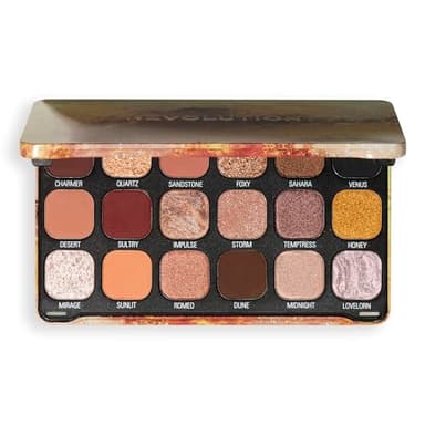 Revolution Beauty, Palette de Fards à Paupières Forever Flawless, 18 Teintes Pigmentées Mattes & Irisées, Végan & Sans Cruauté, Bronze