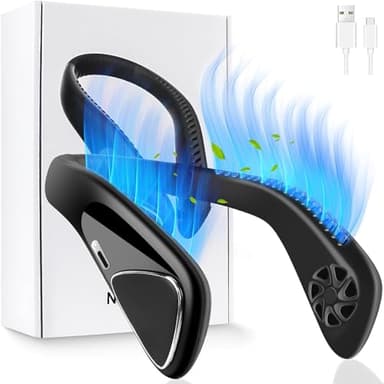 Ventilateur de Cou Portable Silencieux à Batterie Rechargeable, Mini Ventilateur USB Puissant 3 Vitesses Réglable sur 180°, Petit Ventilateur Nuque Sans Lame pour Maison Chambre Bureau Camping Voyage