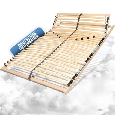 Coemo Sommier à lattes avec tête de lit réglable - 140 x 190 cm - 26 lattes - 7 zones - Dureté réglable - Pour tous les types de matelas - Pour tous les types de sommeil