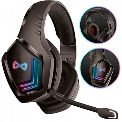 FOREVER GHS-700 Casque Gaming sans Fil – Casque Bluetooth 5.1 avec Micro pour PS Xbox PC Nintendo – Casque Reducteur de Bruit Over Ear avec Rétroéclairage RVB et Batterie 12h - Gaming Accessoire