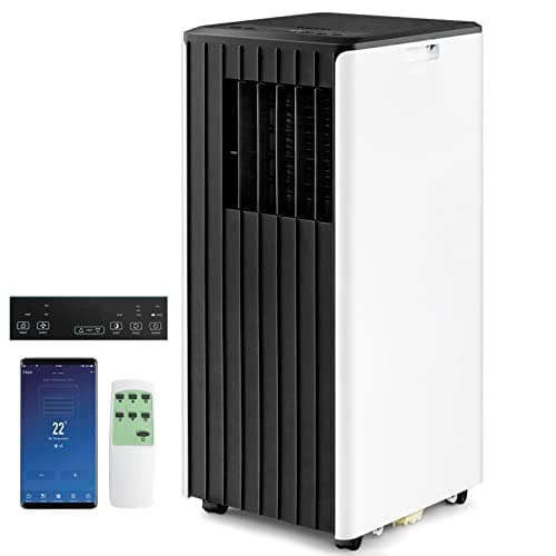 COSTWAY Climatiseur Mobile Silencieux 9000BTU, Climatiseur Portable Wifi 4 en 1 avec Refroidisseur, Ventilateur, Déshumidificateur, Mode Nuit, Minuterie 24H, Faible Conso