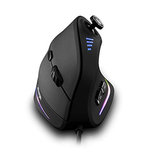 zelotes Souris Verticale avec Joystick,10000DPI,11 Boutons Programmables,RGB,Conception Ergonomique,Optique USB Souris Gamer Filaire pour PC,Ordinateur Portable,Mac,Noir