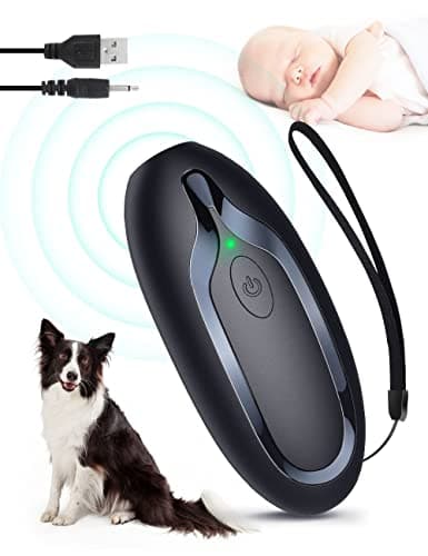 Anti Aboiement Chien, Rechargeable Ultrason Anti Chien, Repousse Chien Portée Effective de 5m, Mini Boitier Anti Aboiement avec Sifflet Ultrason Chien, pour Petits Grands Chiens Plein Air Intérieur