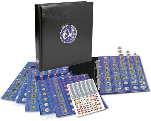 Safe 7340 Album de Collection de pièces d'euros de Tout Les Pays avec Feuilles et Pages pré-imprimées en Couleur pour 25 Ensembles