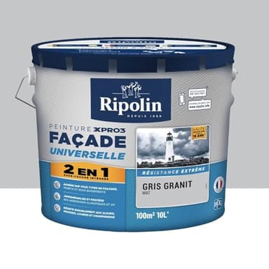 Peinture façade 2en1 xpro3 RIPOLIN, gris granit, 10 l