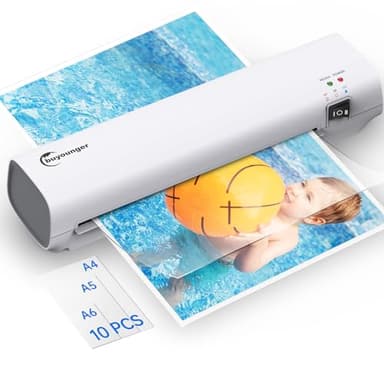 Plastifieuse A4, Thermique et Froid Machine à Plastifier avec 10 Pochettes de Plastification, Laminage rapide, Plastifieuse pour Usage Domestique, Bureau, école