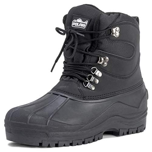 Polar Hommes Short Filet De Nylon Avec Superposition Canard Imperméable Sole Lacer Hiver Neige Bottes - Noir - UK12/EU46 - YC0439
