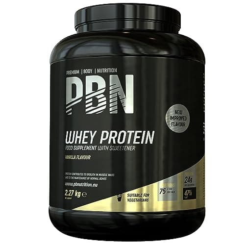 PBN Premium Body Nutrition Whey Protéine en Poudre, 2.27kg Vanille, Nouvelle saveur améliorée