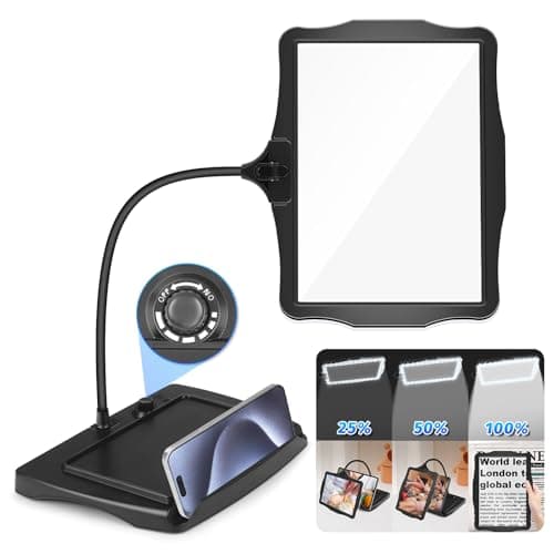 NZQXJXZ 10X Rechargeable Lampe Loupe sur Pied, Lampe Loupe de Bureau Flexible à Col de Cygne 50 LED, Grande Loupe Eclairante pour la Lecture, la Couture, l'Artisanat, la Peinture, Le Bricolage