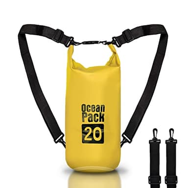 Sac à dos étanche 2/5/10/20L litres, Dry Bag Mer, Etui Pochette Imperméable Sangle bandoulière réglable pour bateau pêche Rafting plage sports nautiques, Protéger Téléphone/Argent/Carte/Clé