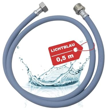 Lichtblau Rallonge de tuyau d'arrivée d'eau avec filetage métallique I 0,5 m I raccordement machine à laver lave-vaisselle I 3/4" Iutilisable universellement indépendamment du fabricant