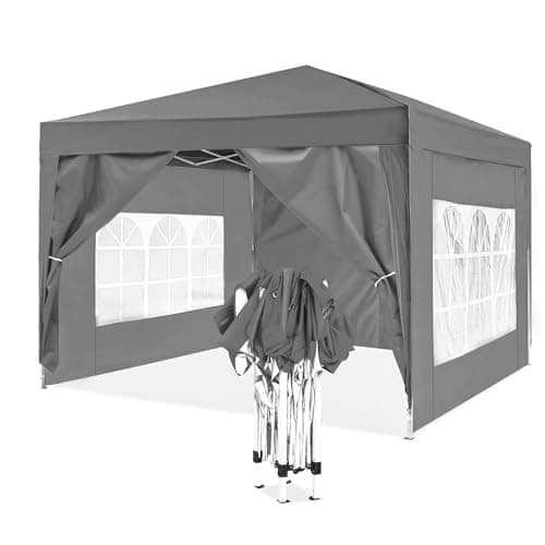 ISE Tonnelle Pliante de Jardin Exterieur, Tonnelle Pliante 3x3M, Hauteur Réglable, Barnum Pliant avec 4 Côtés, Tonnelle de Jardin pour Camping/Fête/Festival, Pergola 3x3-Protection UV50+