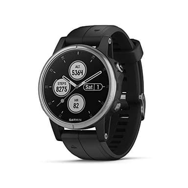 Garmin Fenix 5S Plus Silver Bracelet Noir - Montre GPS Multisports avec cartographie, Musique, paiement sans Contact S
