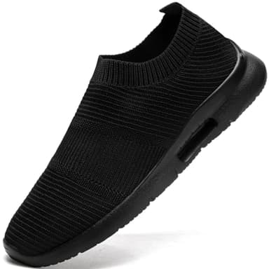 JUEQIBAA Hommes Chaussures Slip on Sneakers Chaussure sans Lacets De Course Sport Casual Chaussures De Respirantes Légères Outdoor Fitness Gym Shoes Homme Noir 43
