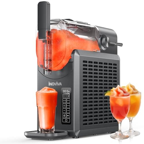 Machine à slush INOVIVA, pas besoin de glace, machine à slushy de 2L pour la maison avec autonettoyage, 5 programmes prédéfinis, margaritas glacées, frappés, milkshake et plus encore