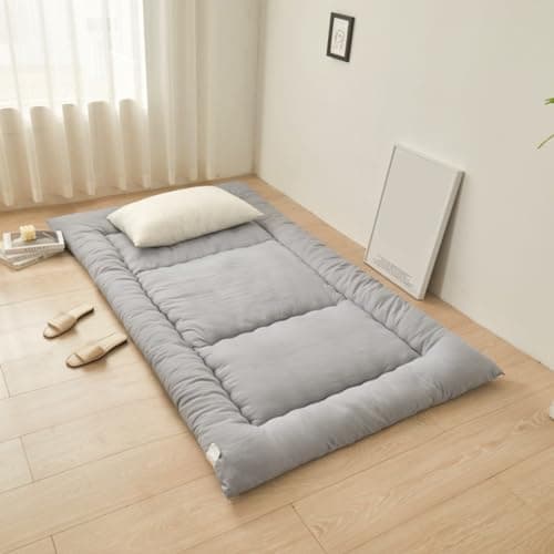 PeKmaR Matelas de Sol Tatami Simple épais futon Japonais Matelas de Couchage Portable Enroulable Matelas Pliable pour garçons Filles Matelas de dortoir étudiant Adulte,Gris,90x190cm