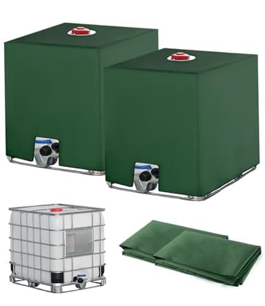 2PC Bache pour Cuve IBC 1000L, Bâche Recuperateur d Eau de Pluie, Anti-UV Anti-Poussière Bache de Reservoir d'eau, Couvercle Housse de Protection Cuve 1000l, 116 x 100 x 120 cm, Vert