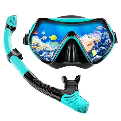 Masque Plongée Adulte，Masque Tuba Anti-Buée Anti-Fuite，Masque Snorkeling Adulte 180° Champ de Vision Panoramique HD，Ajustable Masque de Plongée Adulte Professionnel pour Adultes et Jeunes