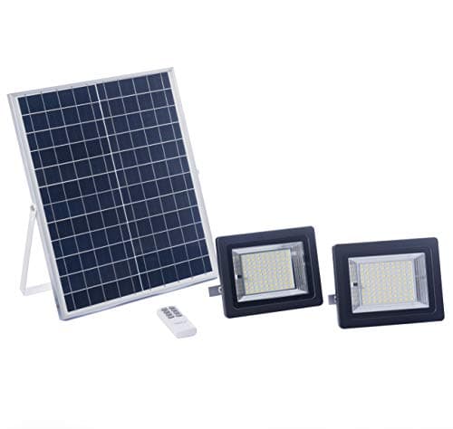 ELEDCO Lampe Solaire 100W, 2 Spots, Projecteur LED Solaire, Spot Solaire LEDS, Eclairage Solaire Plus Brillante (Lumière Neutre 4000K, 100 Watts, Dual Light)