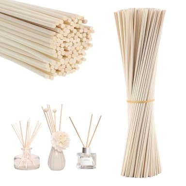 Lotbun 60 Pcs Batonnets Diffuseur Parfum 30cm*3mm pour Cuisine,Bain,Salon, Senteur Maison, Diffuseur Parfum Maison Batonnet, Bâton Reed Diffuseur (Couleur Originale du Bois)